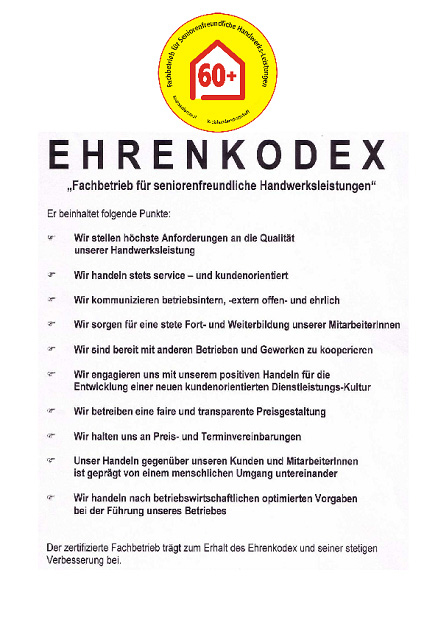 Ehrenkodexes der Firma Rixen Dach als Zeichen für Qualität und Verantwortung im Dachdeckerhandwerk